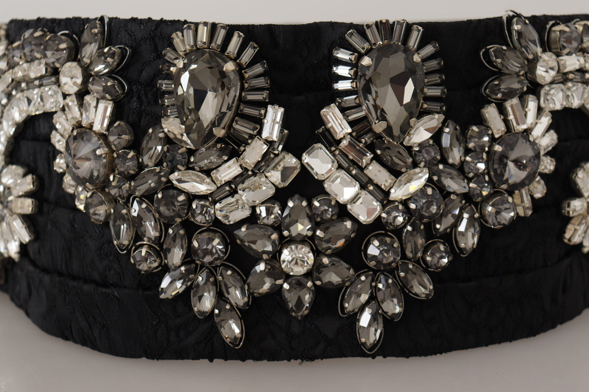 Dolce & Gabbana Elegant Rhinestone-Embellished Silk Belt