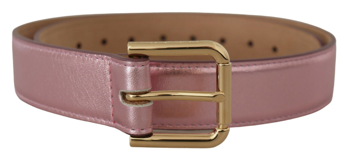 Ceinture élégante en cuir rose métallisé Dolce &amp; Gabbana