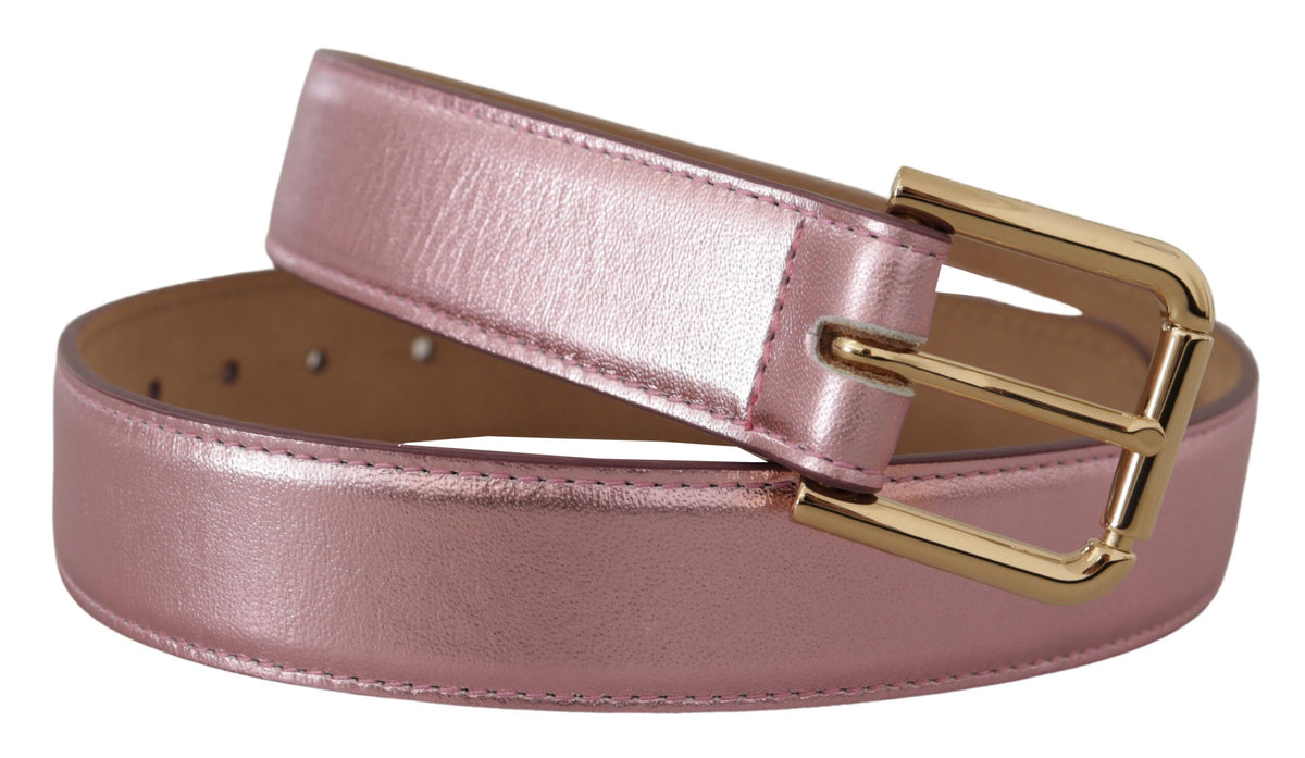 Ceinture élégante en cuir rose métallisé Dolce &amp; Gabbana