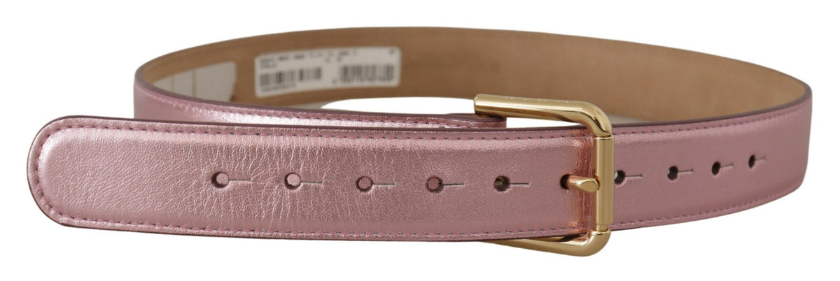 Ceinture élégante en cuir rose métallisé Dolce &amp; Gabbana