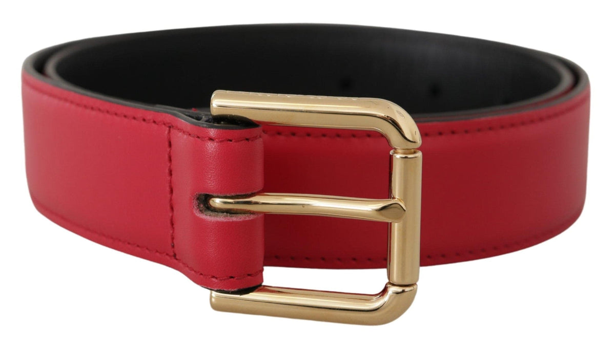 Ceinture élégante en cuir rouge Dolce &amp; Gabbana avec boucle dorée