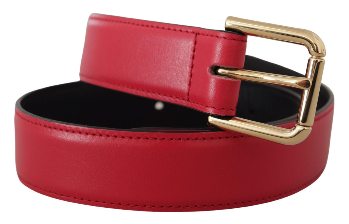 Ceinture élégante en cuir rouge Dolce &amp; Gabbana avec boucle dorée