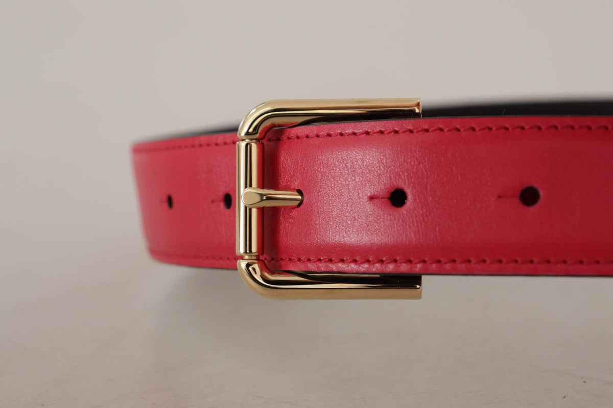 Ceinture élégante en cuir rouge Dolce &amp; Gabbana avec boucle dorée