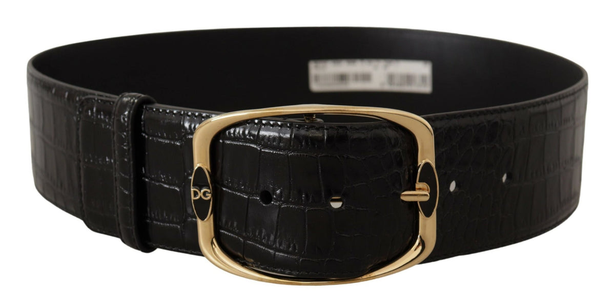 Ceinture élégante en cuir noir avec logo Dolce &amp; Gabbana