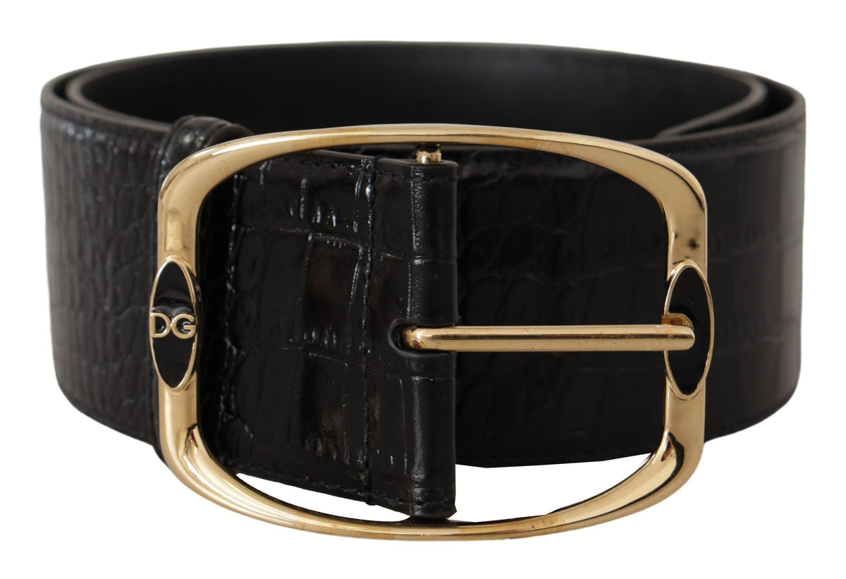 Ceinture élégante en cuir noir avec logo Dolce &amp; Gabbana