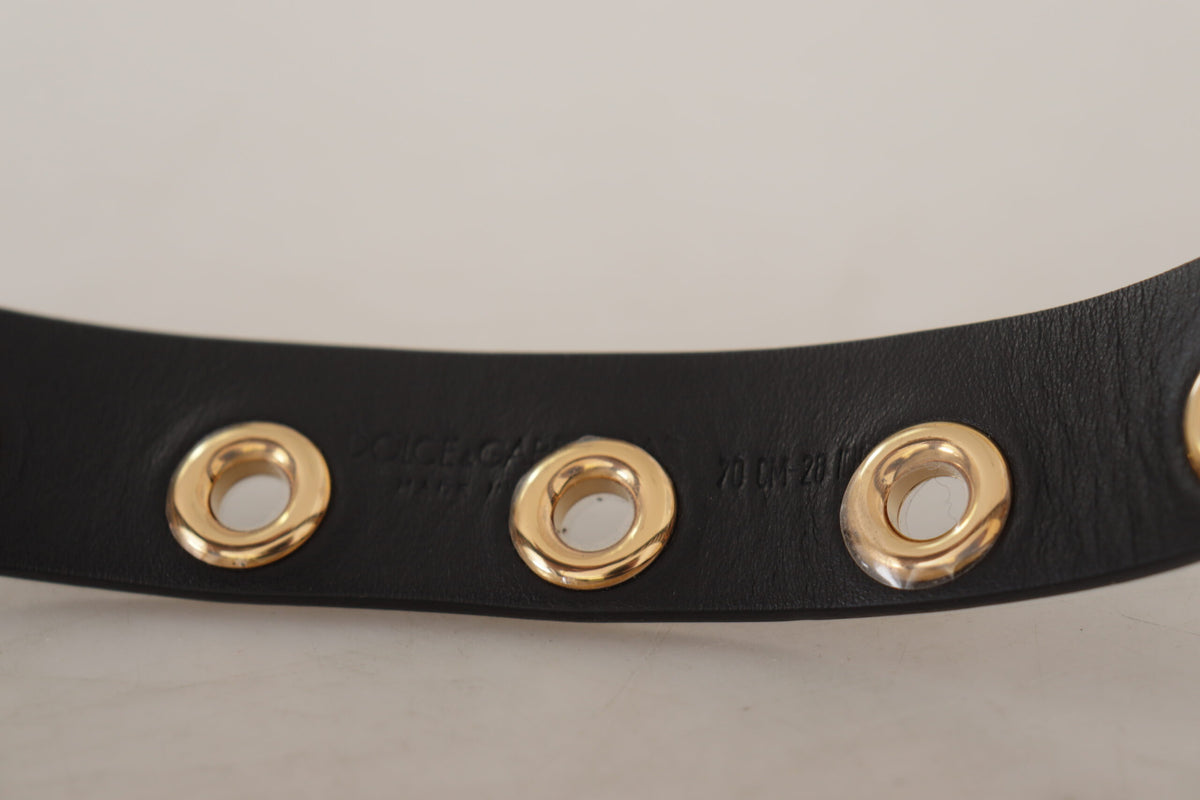 Ceinture en cuir noir chic Dolce &amp; Gabbana avec boucle gravée