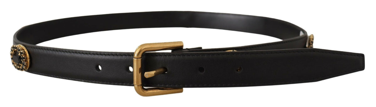 Ceinture élégante en cuir noir avec logo Dolce &amp; Gabbana