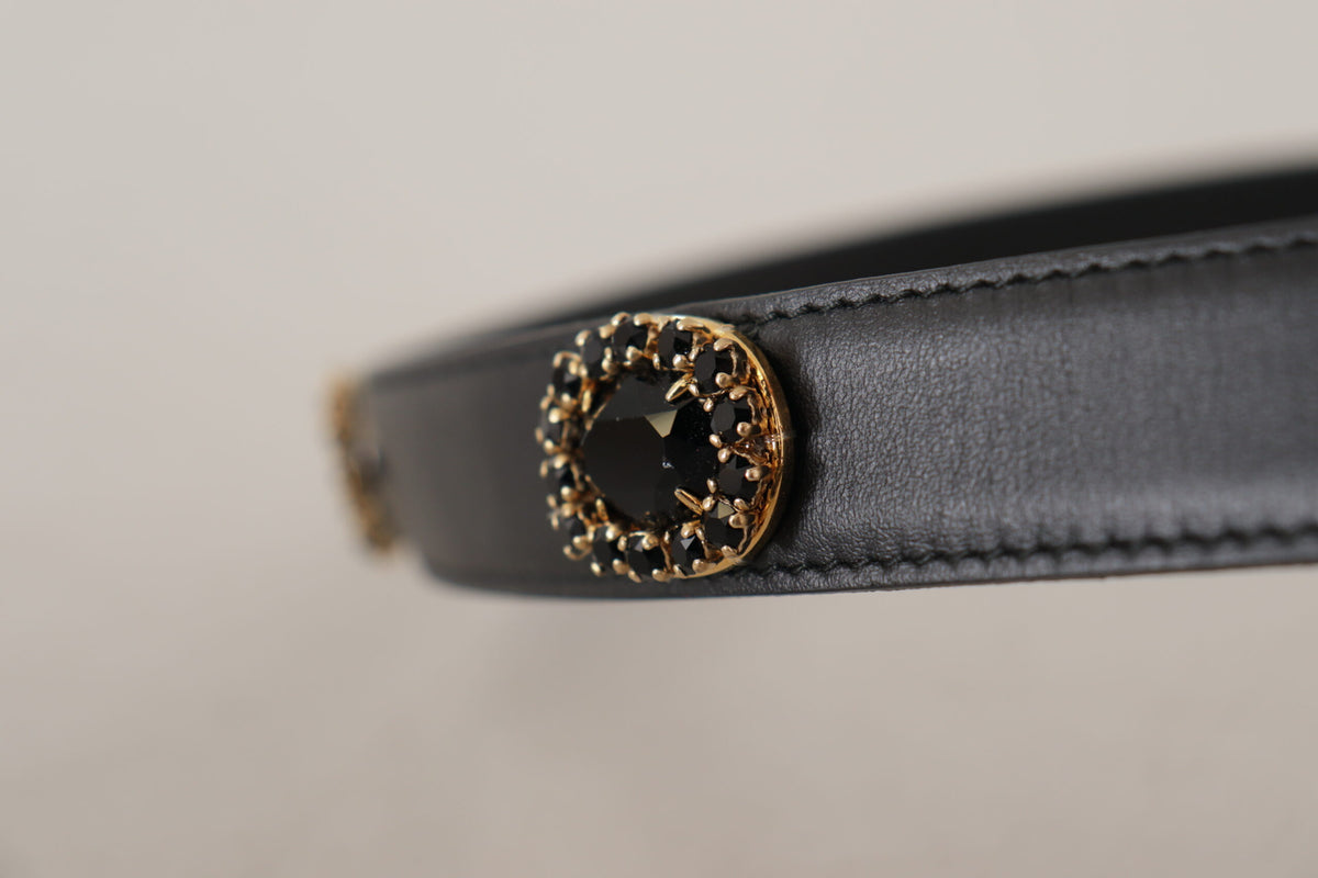 Ceinture élégante en cuir noir avec logo Dolce &amp; Gabbana