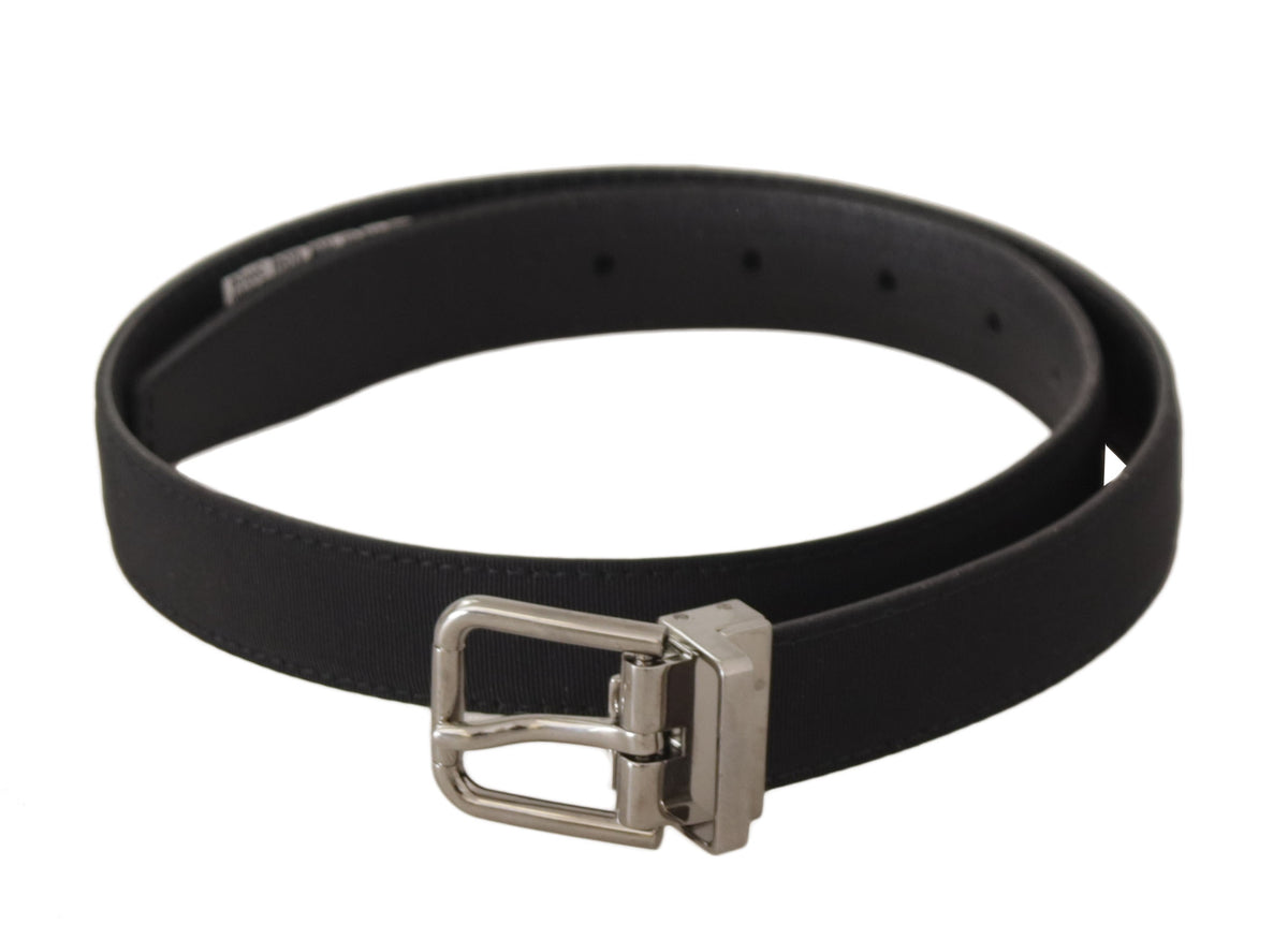 Ceinture élégante en toile et cuir noir Dolce &amp; Gabbana