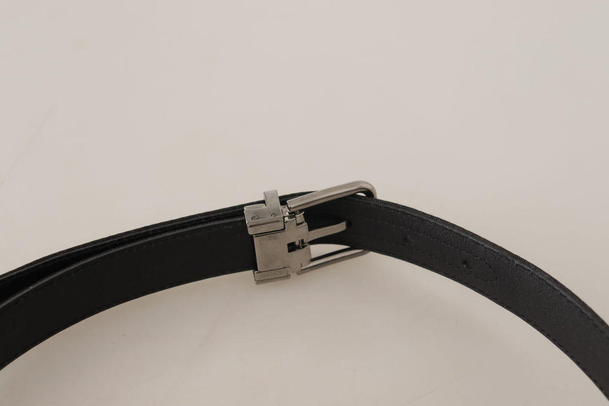 Ceinture élégante en toile et cuir noir Dolce &amp; Gabbana