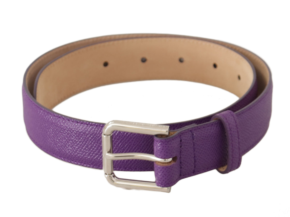 Ceinture élégante en cuir violet Dolce &amp; Gabbana avec boucle à logo