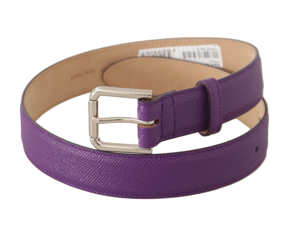 Ceinture élégante en cuir violet Dolce &amp; Gabbana avec boucle à logo