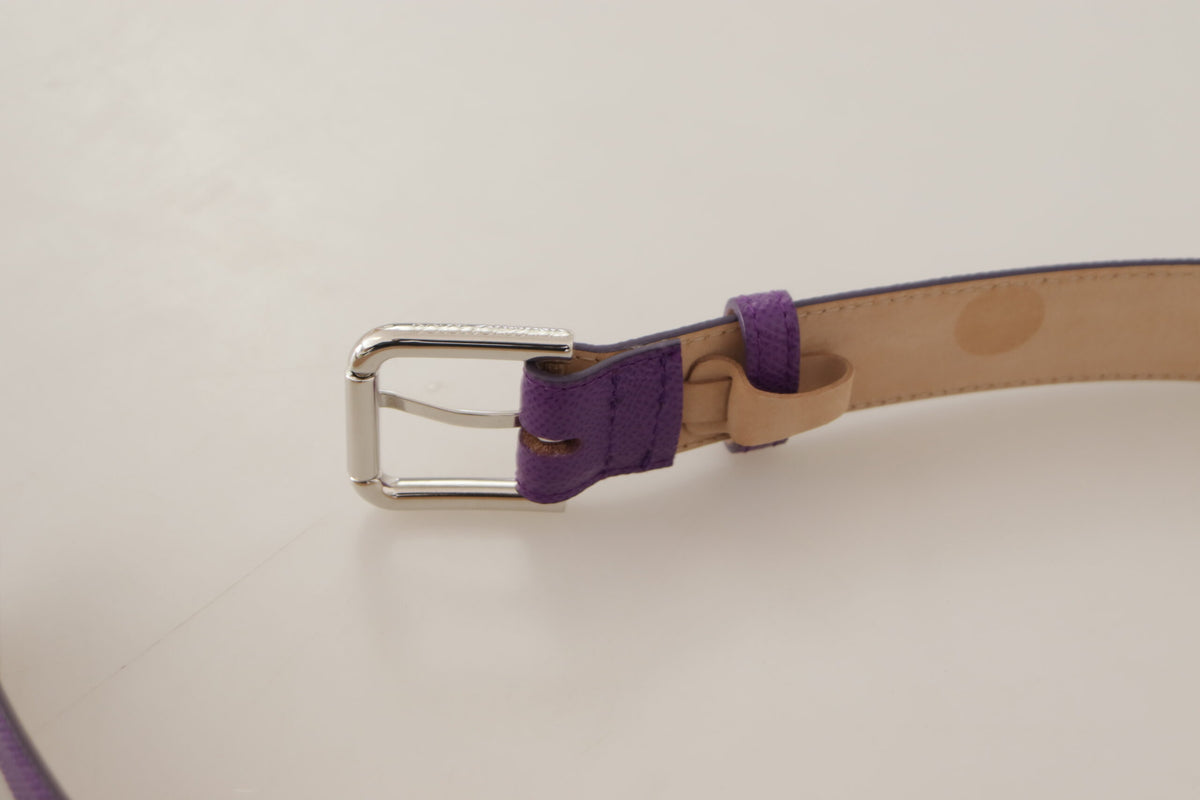 Ceinture élégante en cuir violet Dolce &amp; Gabbana avec boucle à logo