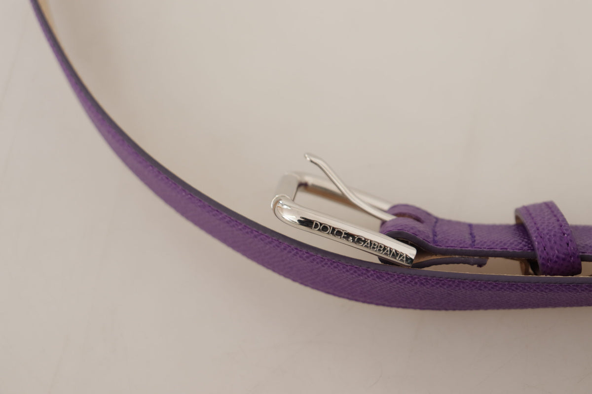 Ceinture élégante en cuir violet Dolce &amp; Gabbana avec boucle à logo