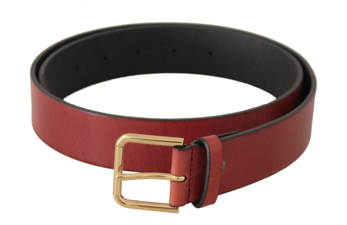 Ceinture élégante en cuir rouge Dolce &amp; Gabbana avec boucle gravée