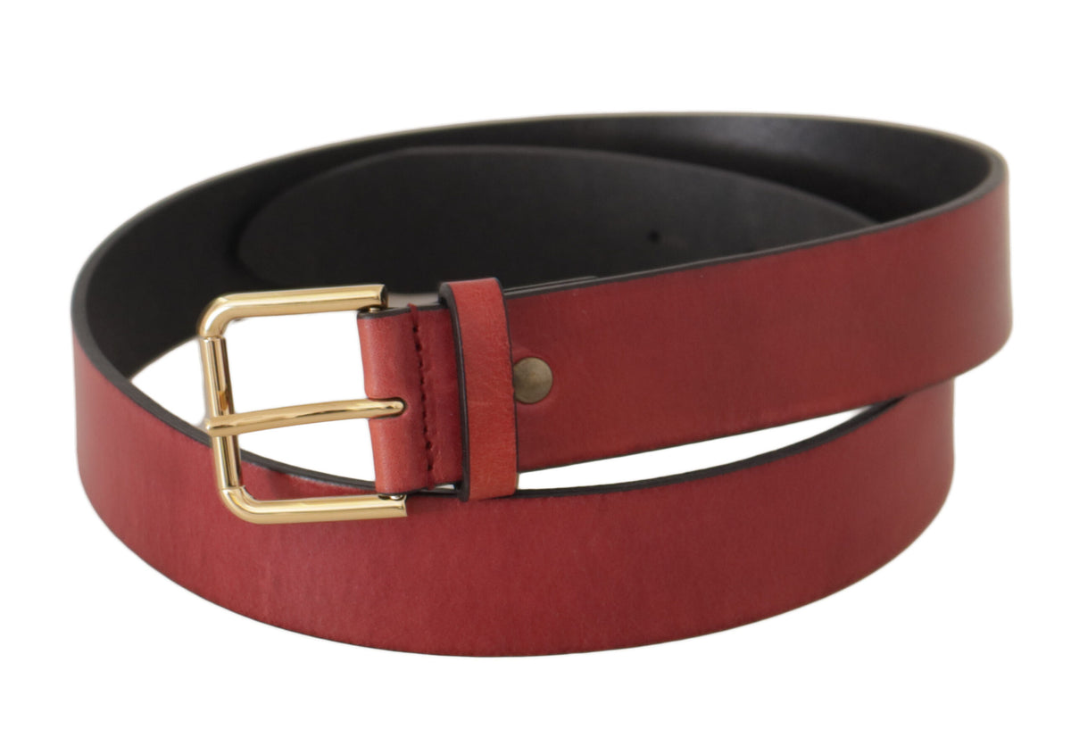 Ceinture élégante en cuir rouge Dolce &amp; Gabbana avec boucle gravée