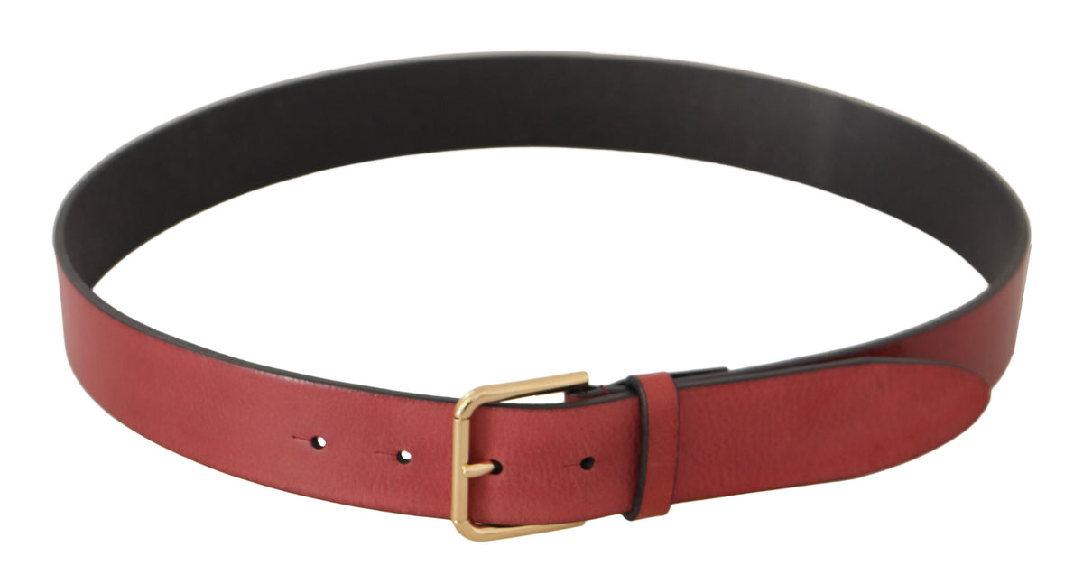 Ceinture élégante en cuir rouge Dolce &amp; Gabbana avec boucle gravée