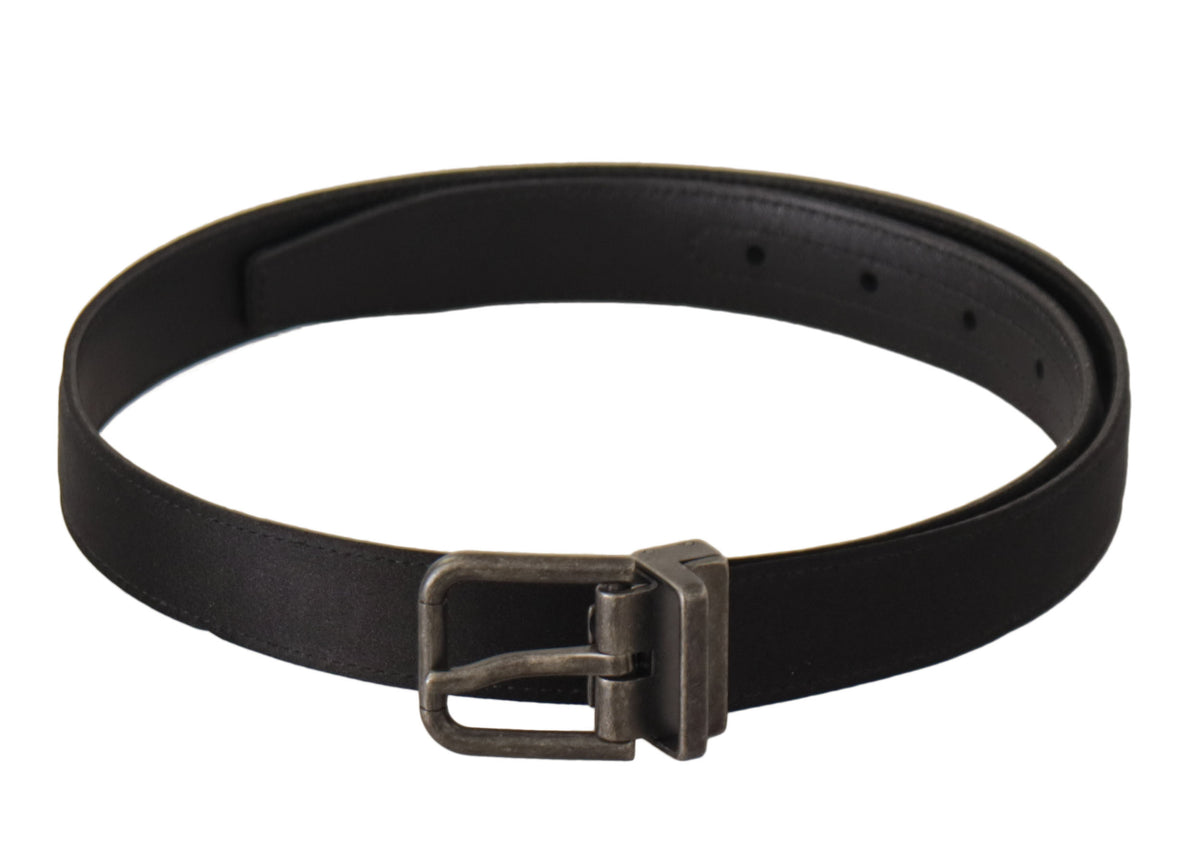 Ceinture élégante en cuir noir Dolce &amp; Gabbana avec boucle en métal