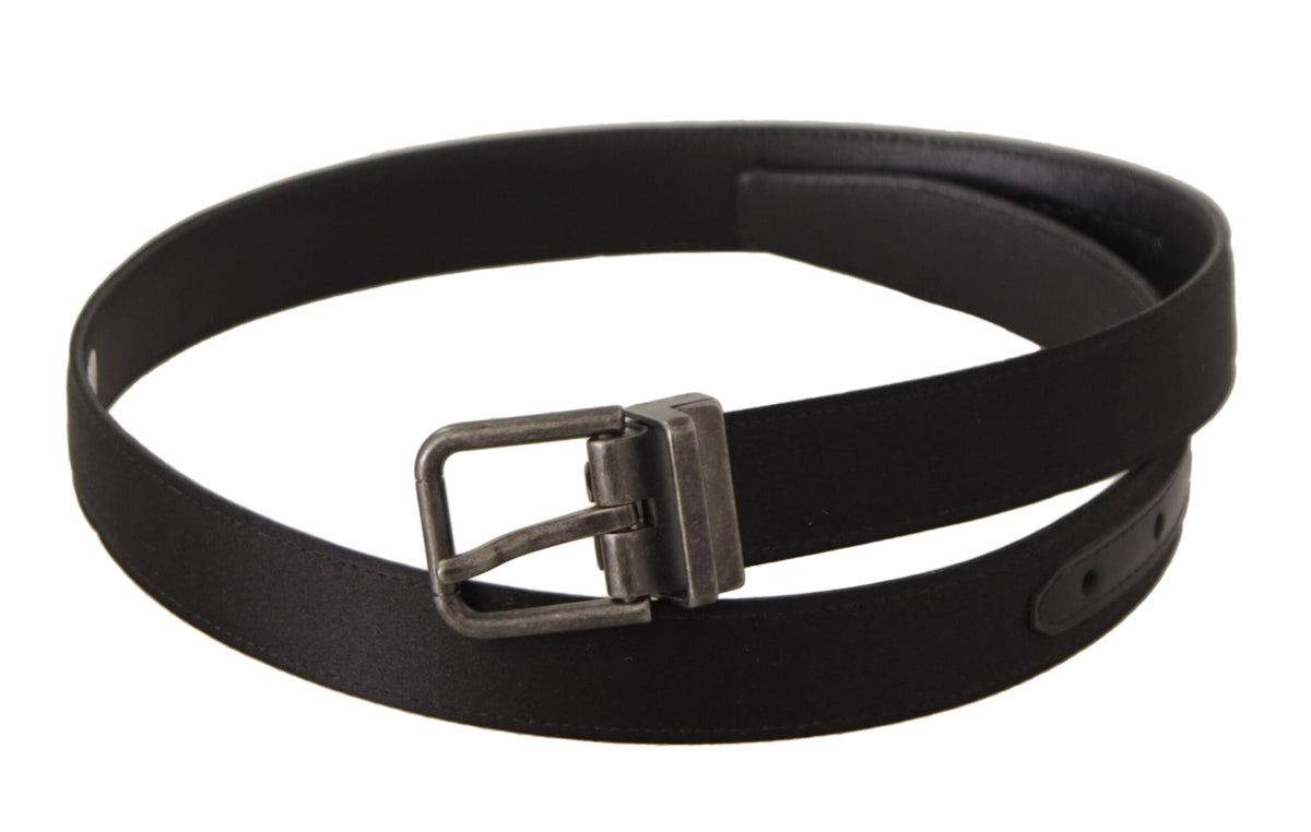 Ceinture élégante en cuir noir Dolce &amp; Gabbana avec boucle en métal