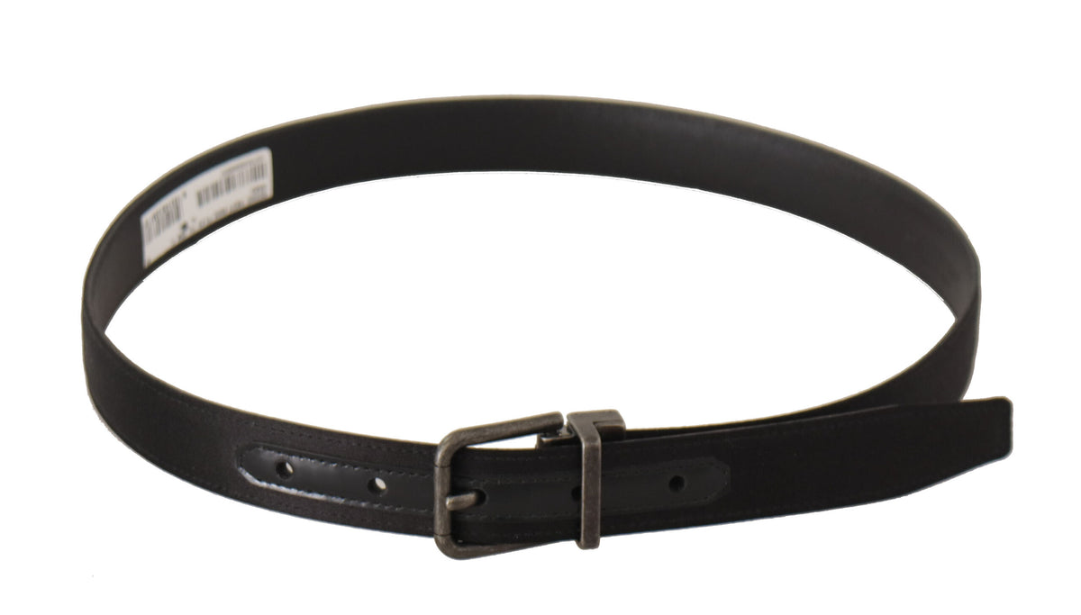 Ceinture élégante en cuir noir Dolce &amp; Gabbana avec boucle en métal