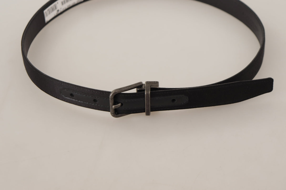 Ceinture élégante en cuir noir Dolce &amp; Gabbana avec boucle en métal