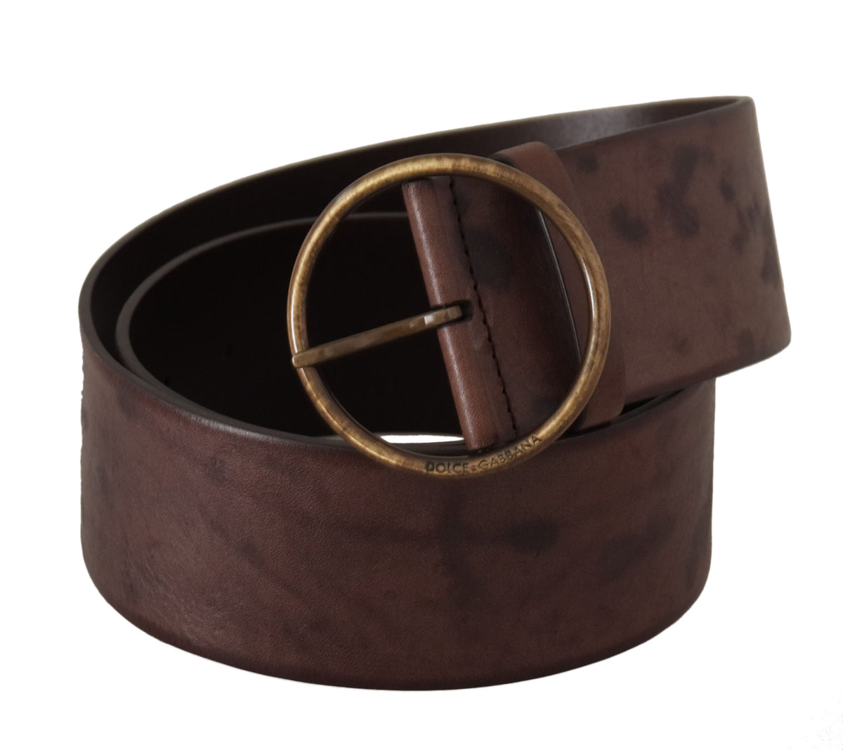 Ceinture élégante en cuir marron foncé Dolce &amp; Gabbana avec boucle à logo