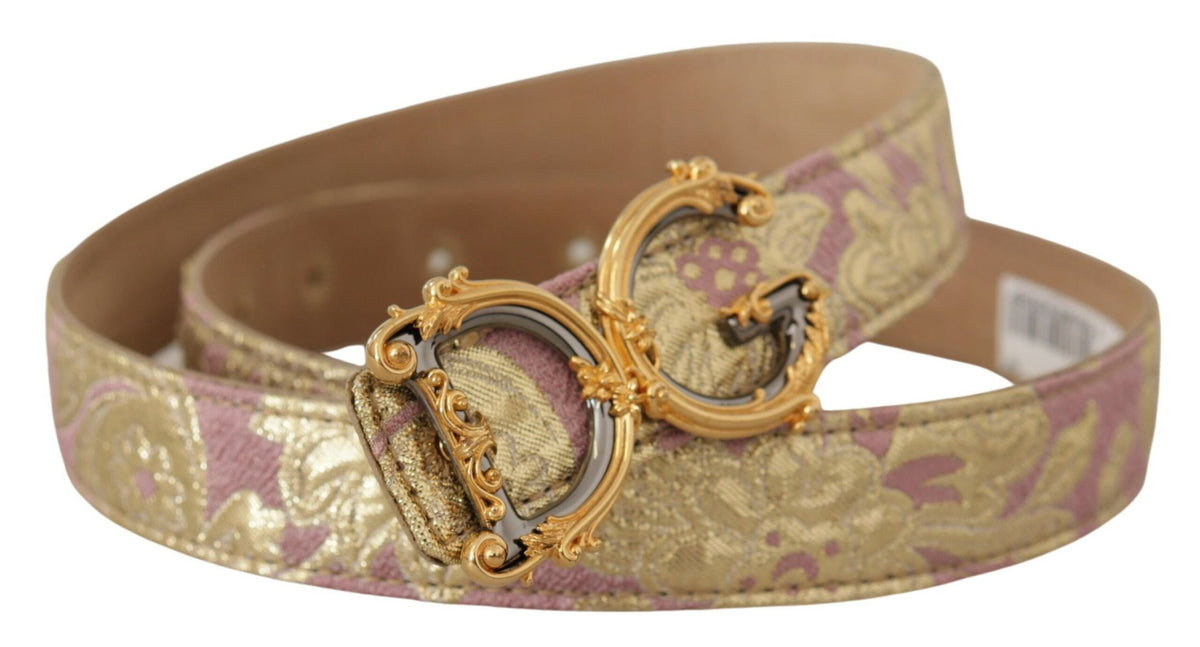 Cinturón elegante de piel en dorado y rosa de Dolce &amp; Gabbana