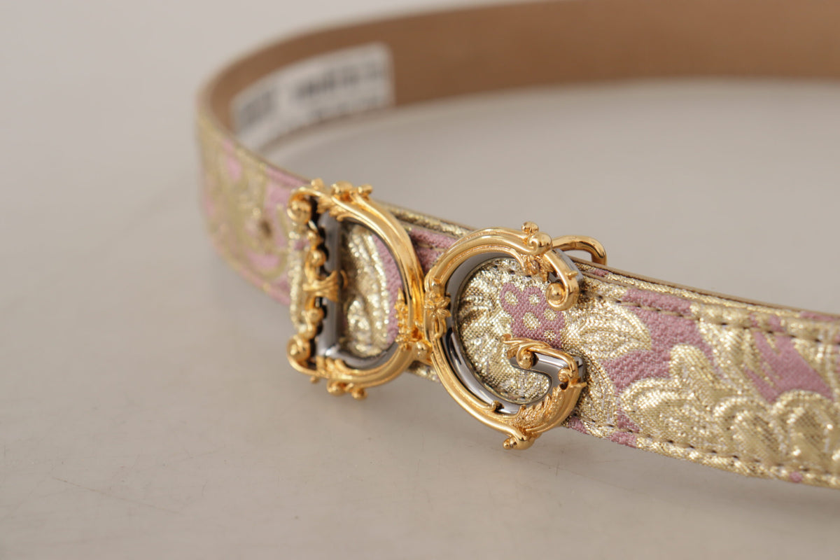 Dolce & Gabbana Chic Gold and Pink Leather Belt