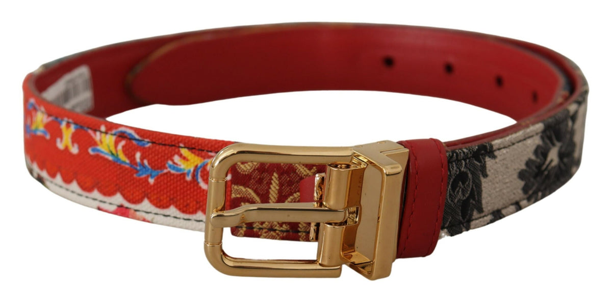 Ceinture en cuir multicolore Dolce &amp; Gabbana Chic avec boucle gravée