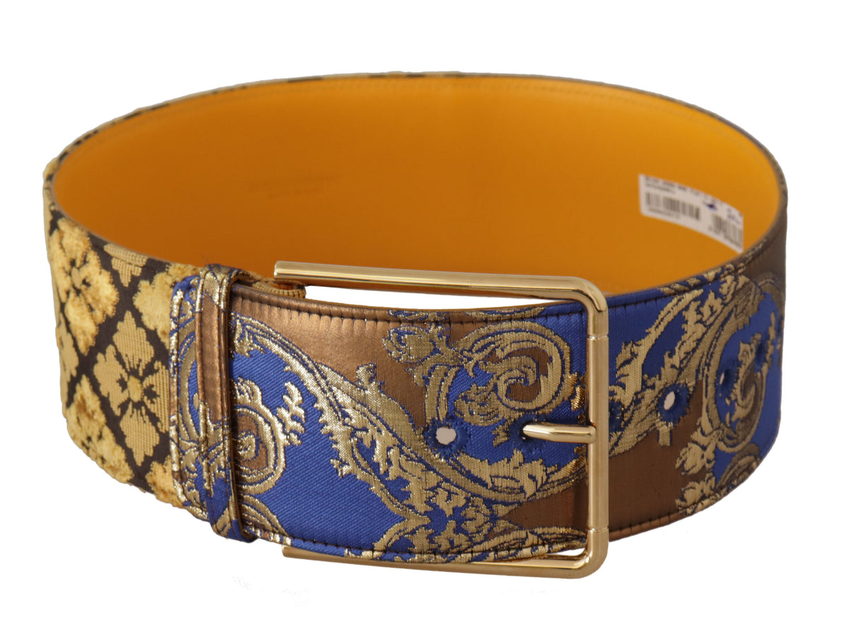 Ceinture élégante en cuir bleu Dolce &amp; Gabbana avec boucle en métal