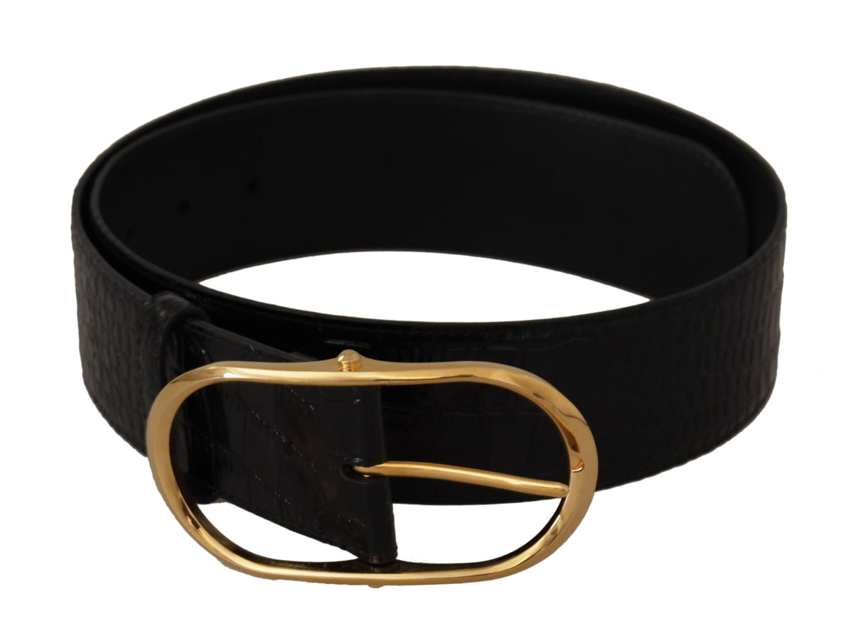 Ceinture en cuir noir avec logo Dolce &amp; Gabbana Chic