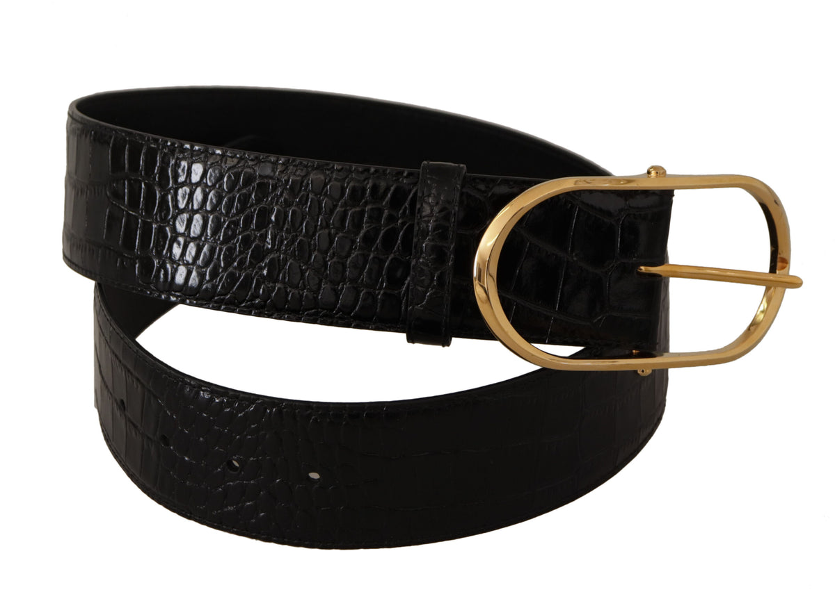 Ceinture en cuir noir avec logo Dolce &amp; Gabbana Chic