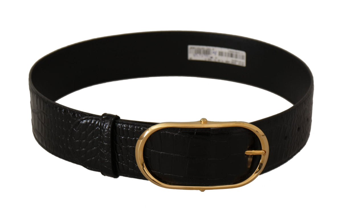 Ceinture en cuir noir avec logo Dolce &amp; Gabbana Chic