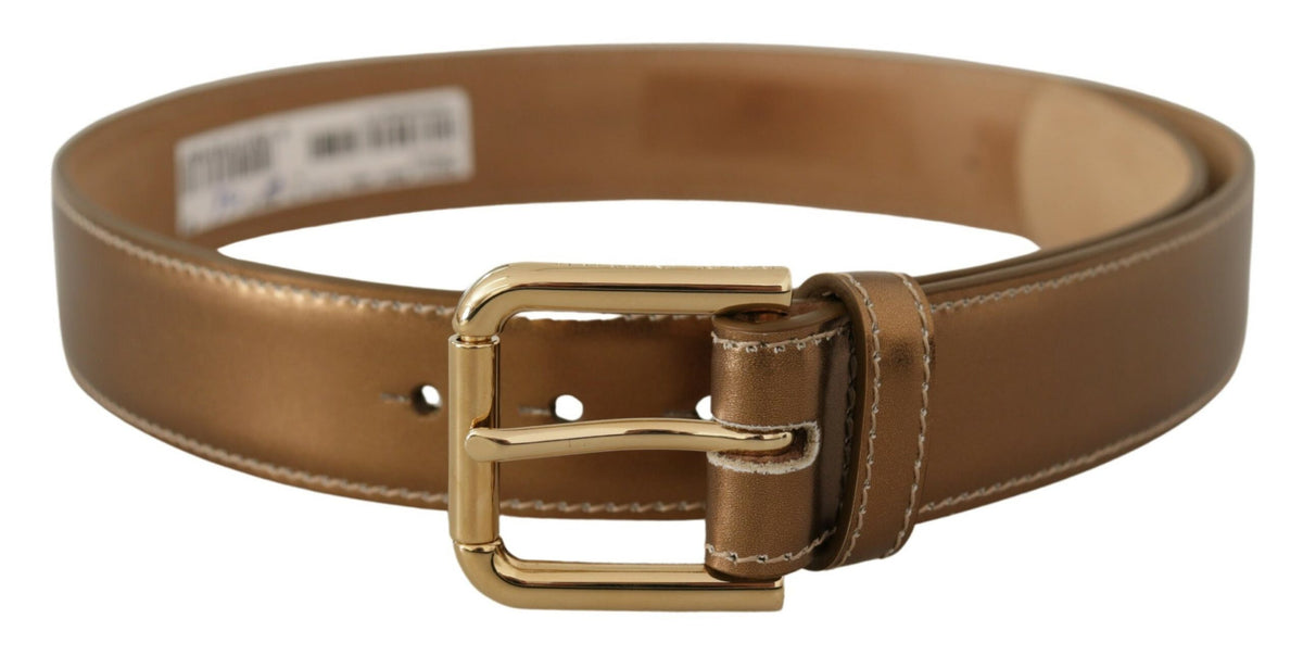 Ceinture élégante en cuir bronze Dolce &amp; Gabbana avec boucle à logo