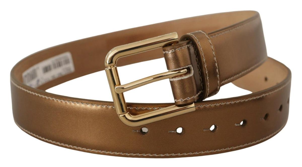 Ceinture élégante en cuir bronze Dolce &amp; Gabbana avec boucle à logo