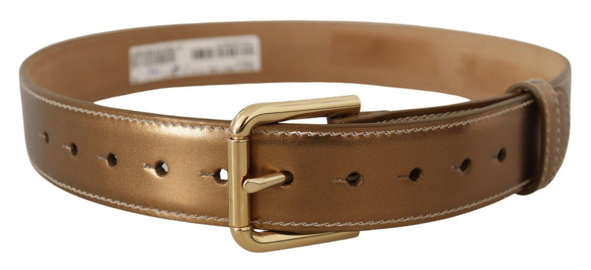 Ceinture élégante en cuir bronze Dolce &amp; Gabbana avec boucle à logo