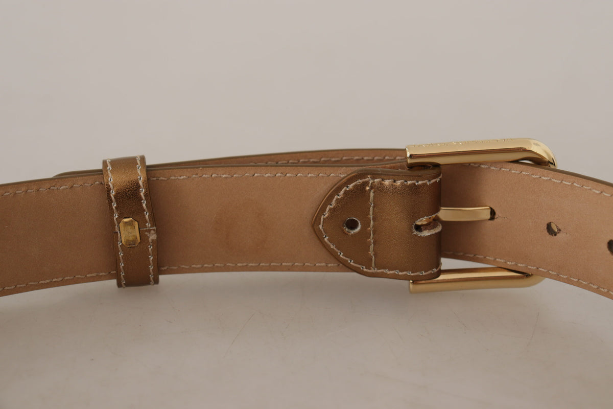 Ceinture élégante en cuir bronze Dolce &amp; Gabbana avec boucle à logo