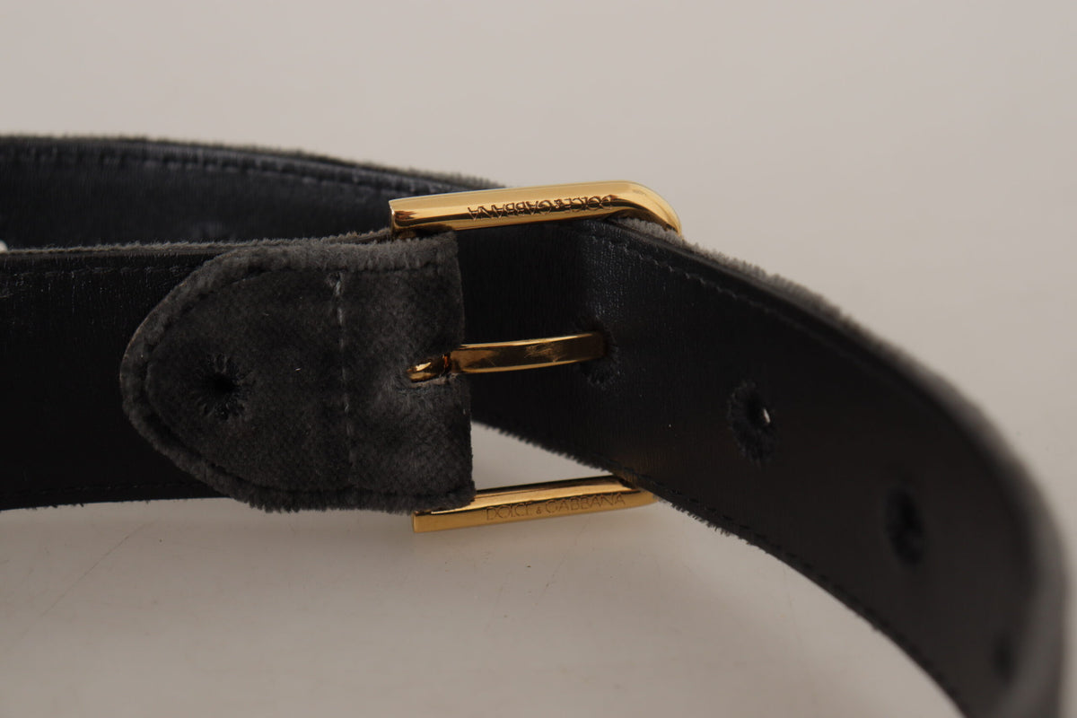 Ceinture élégante en velours Dolce &amp; Gabbana avec boucle gravée