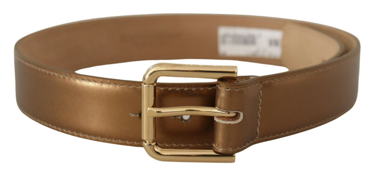 Ceinture en cuir bronze Dolce &amp; Gabbana avec boucle dorée