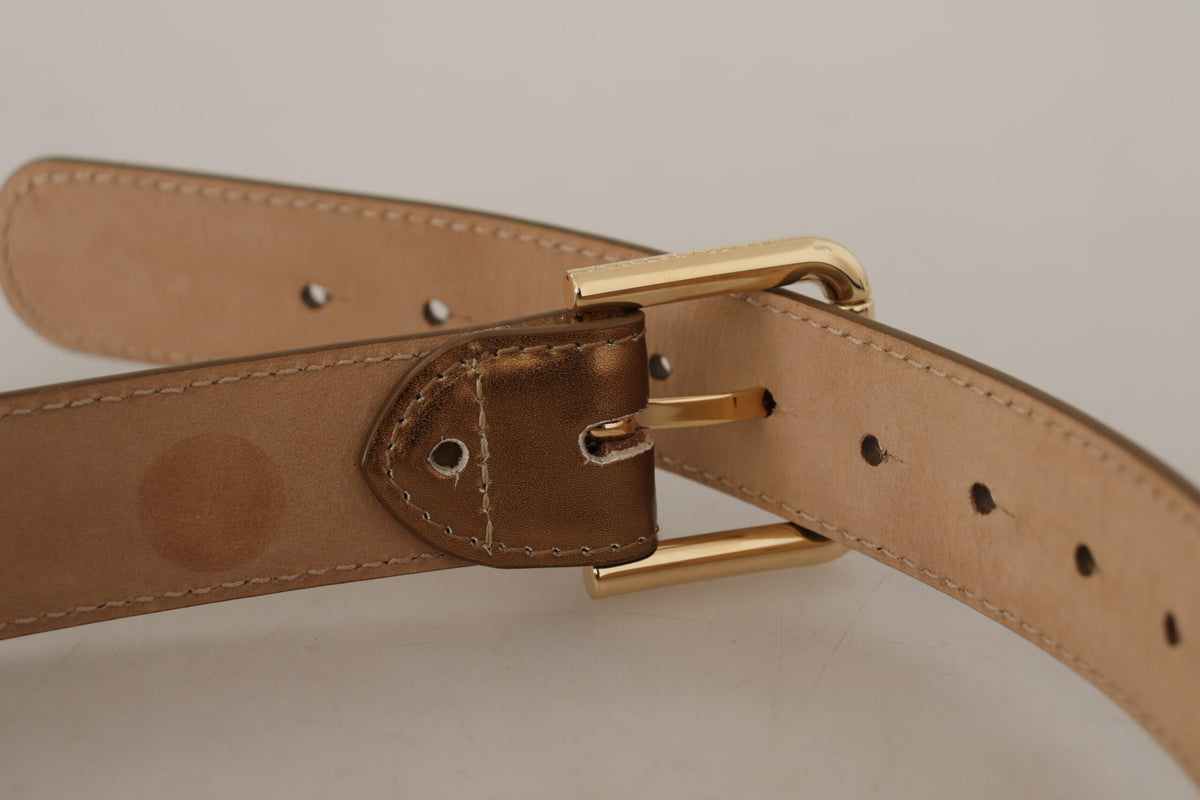 Ceinture en cuir bronze Dolce &amp; Gabbana avec boucle dorée