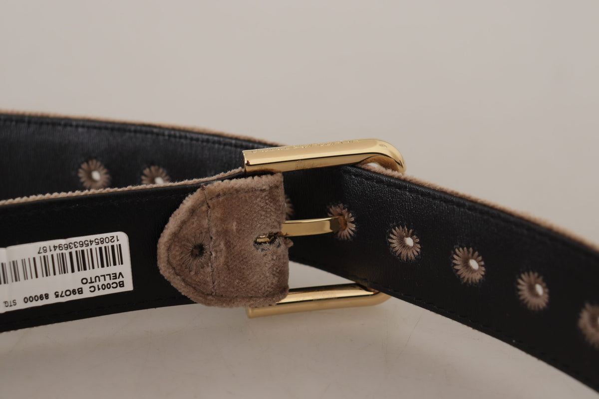 Ceinture élégante à boucle en velours avec logo Dolce &amp; Gabbana