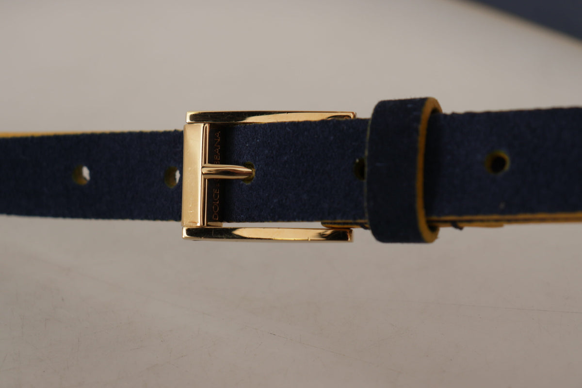 Ceinture à boucle logo en daim bleu chic Dolce &amp; Gabbana