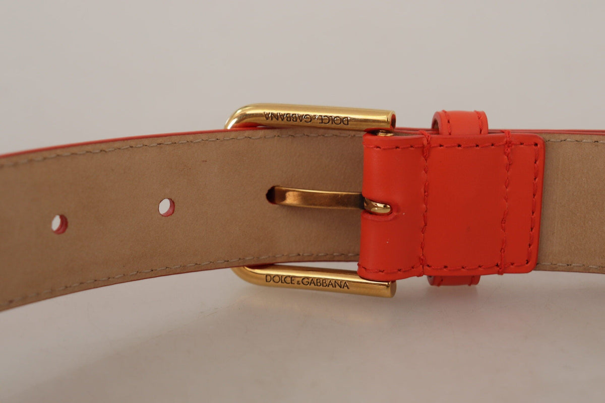 Ceinture en cuir orange chic Dolce &amp; Gabbana avec étui pour écouteurs