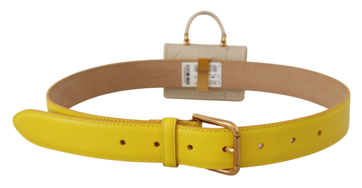 Ceinture en cuir jaune chic Dolce &amp; Gabbana avec étui pour écouteurs