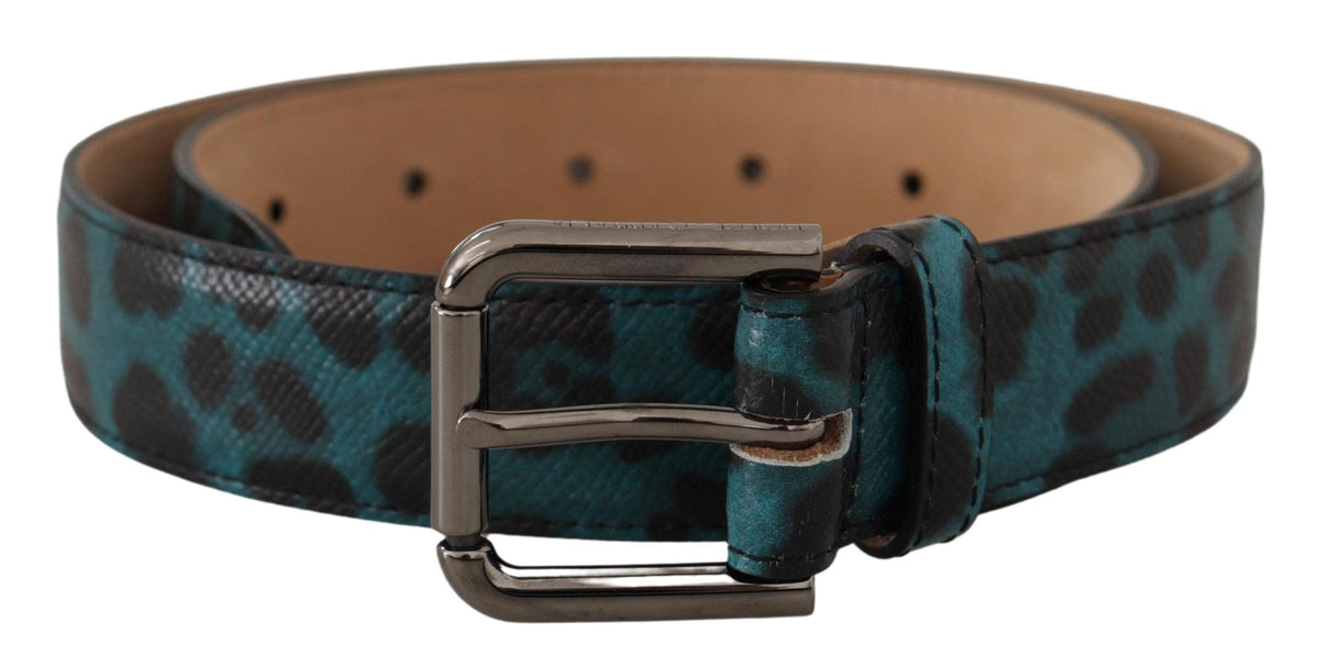 Ceinture en cuir avec logo gravé Dolce &amp; Gabbana en bleu vert