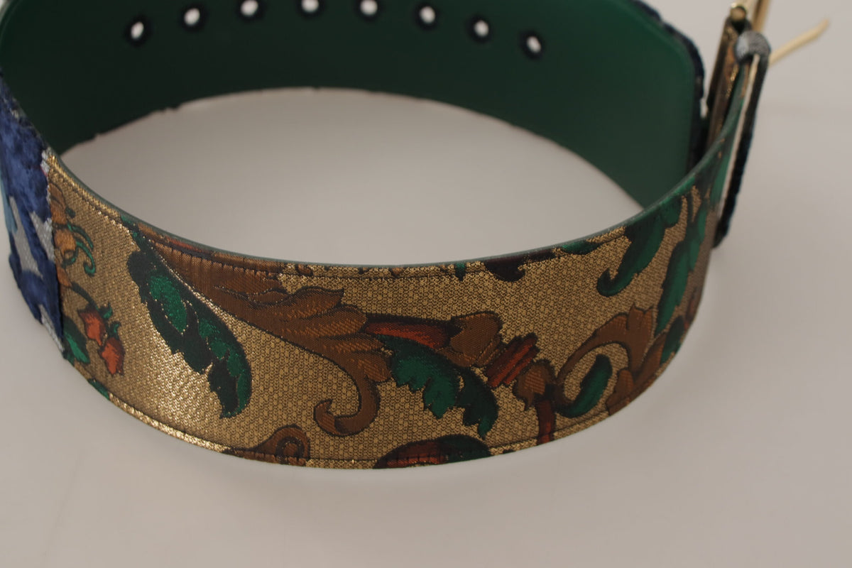 Ceinture élégante en cuir vert Dolce &amp; Gabbana avec boucle à logo