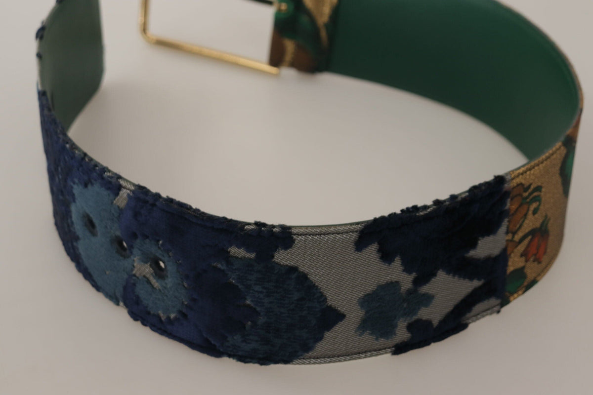 Ceinture élégante en cuir vert Dolce &amp; Gabbana avec boucle à logo