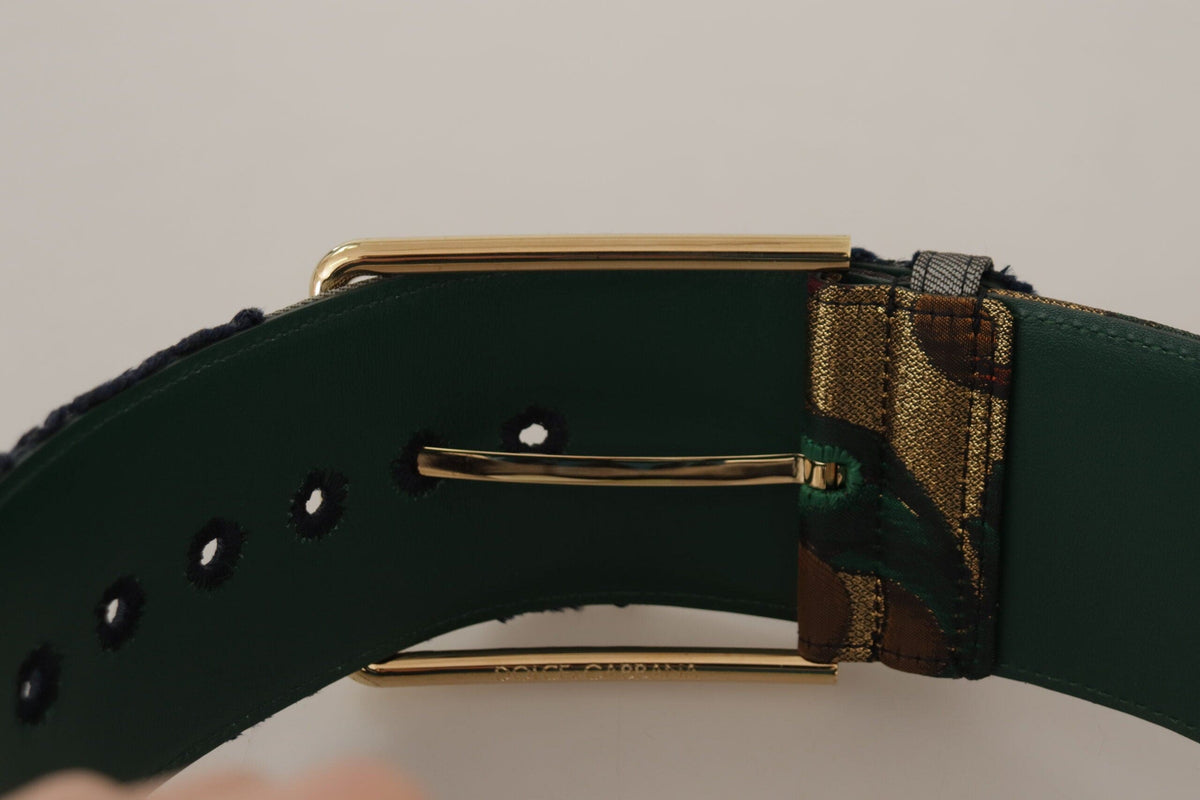 Ceinture élégante en cuir vert Dolce &amp; Gabbana avec boucle à logo