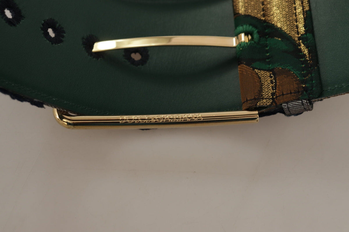 Ceinture élégante en cuir vert Dolce &amp; Gabbana avec boucle à logo