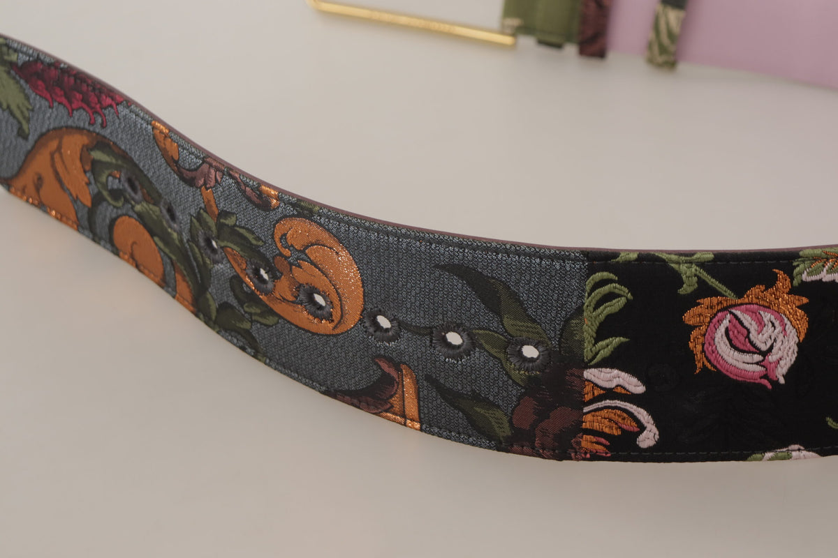 Ceinture élégante en toile et cuir multicolore Dolce &amp; Gabbana